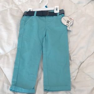 Turquoise pants with belt